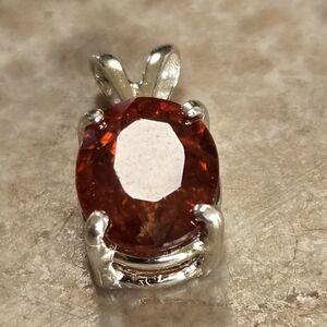 Elegant Silver and Orange Zircon Gemstone Pendant